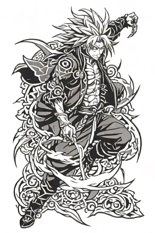 anime rengoku tattoo design idea