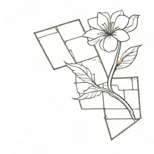 One brick/ cinderblock with one flower growing out of one side of the brick and the flower is an impatient   tattoo design idea