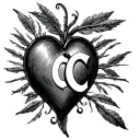 Heart with C and N tattoo design idea