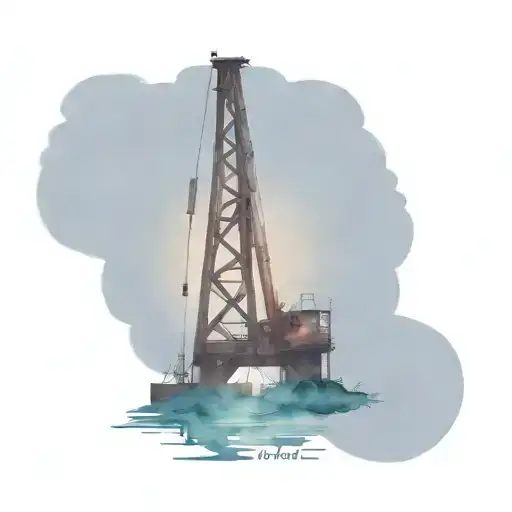 old wooden drilling rig tattoo design idea