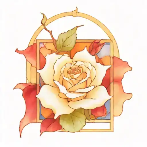 rose outline over stained glass watercolor tattoo tattoo design idea