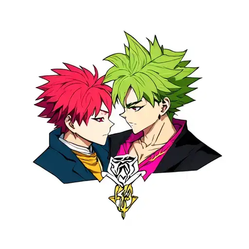 Color tattoo of Machi and Hisoka from Hunter x Hunter tattoo design idea