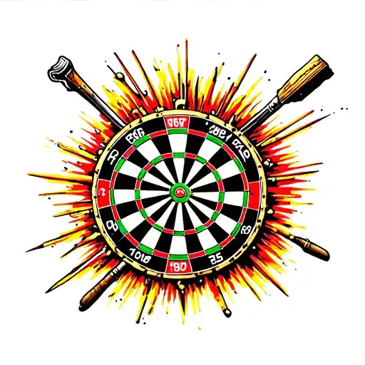 dart board exploding tattoo design idea