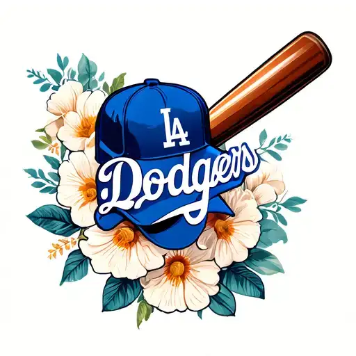 LA Dodgers with floral tattoo design idea