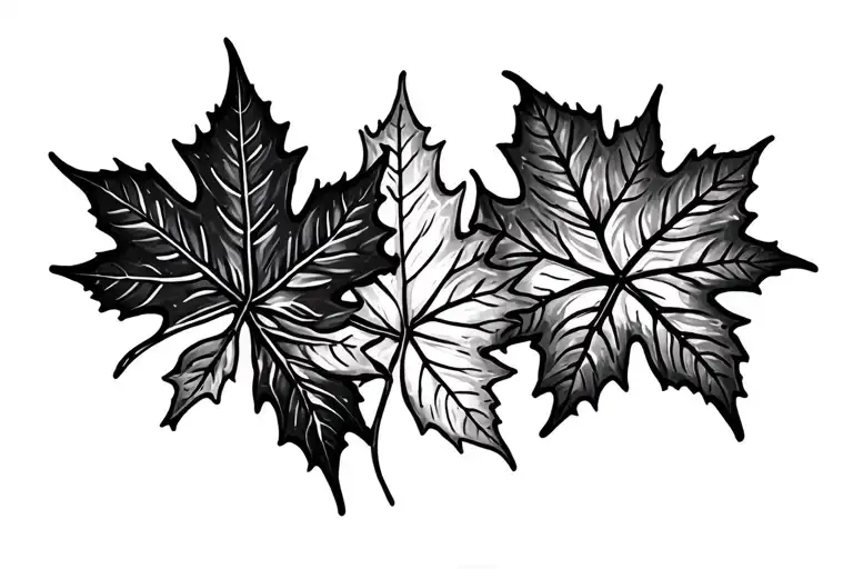 three autum leaves falling tattoo design idea