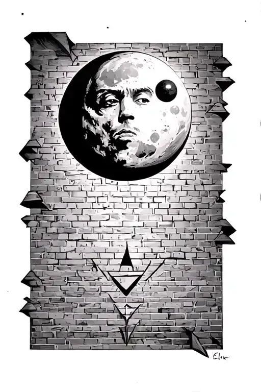 pimk floyd another brick in the wall and prism and moon tattoo design idea