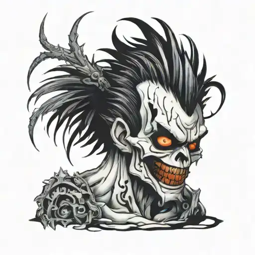ryuk and cross tattoo tattoo design idea