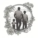 silhouette of a father and his two sons tattoo design idea