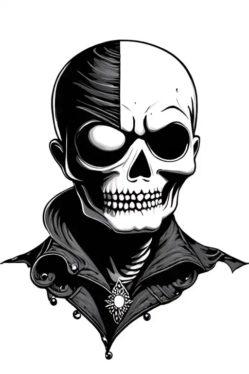 evel voodoo doll dead half alive tattoo design idea