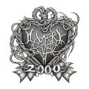 heart made of barbed wire with the year 2000 on the inside  tattoo design idea