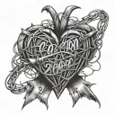 heart made of barbed wire with the year 2000 on the inside  tattoo design idea