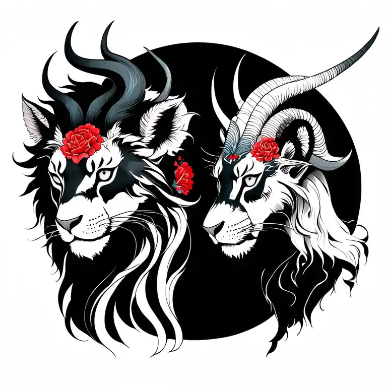 Vladimir and Mavi, Leo and Capricorn zodiac sign tattoo design idea