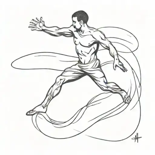 jumping into water, with ripples expanding outward, symbolizing the freedom of diving in unknows tattoo design idea
