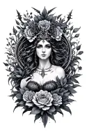 Sagittarius, Cancer, interlinked, spirals, goddess Hecate, flowers tattoo design idea