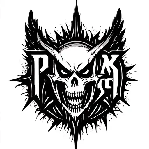 Create a black and white tattoo of the papa roach logo with shading and fine lines tattoo design idea