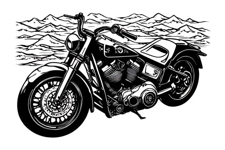 Tattoo with an image of an environmental symbol inscribed in the design of a biker motorcycle tattoo design idea