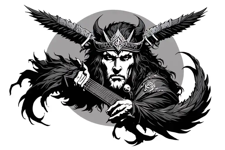 japanese and norse band tattoo design idea