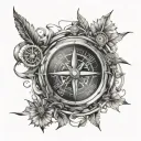 clock & compass design tattoo design idea
