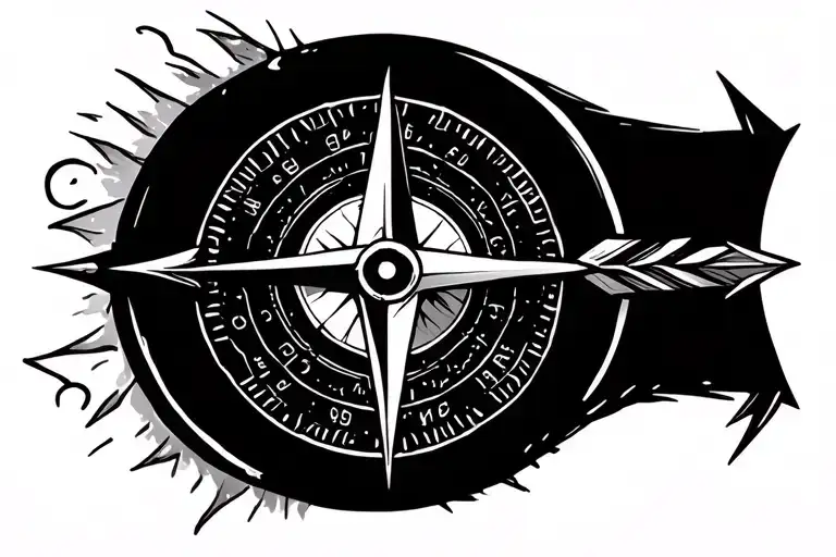 arrow amd compass tattoo with electricity  tattoo design idea
