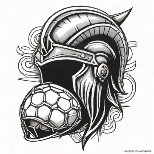 soccer spartan helmet tattoo design idea