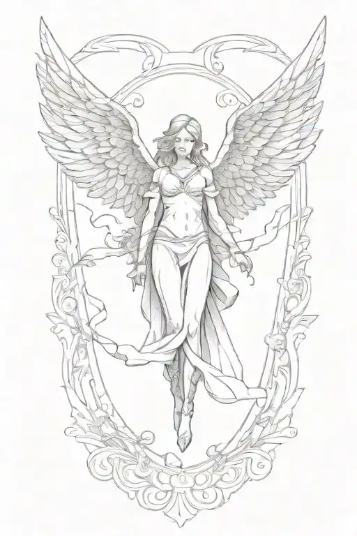 angle with wings coming downwards tattoo design idea