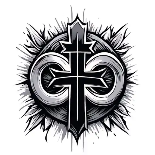 cross infinity symbol tattoo design idea