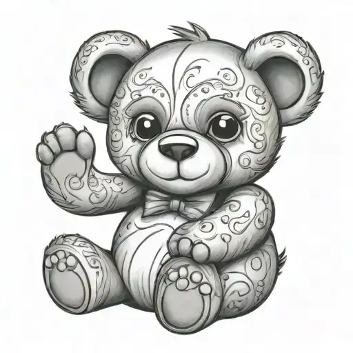 teddy bear sitting tattoo design idea
