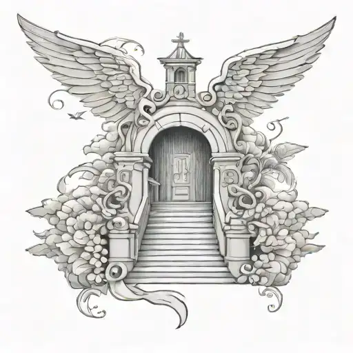 wings and stair way to heaven tattoo design idea