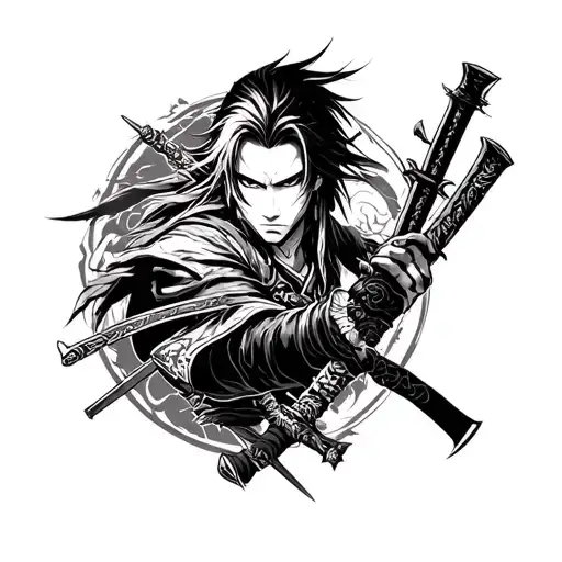 Final Fantasy 7, The Witcher 3, Samurai Champloo Arm Sleeve tattoo design idea