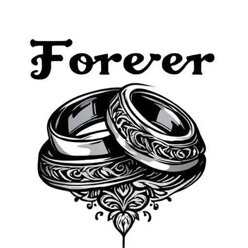 "Forever" Couple Ring logo tattoo design idea