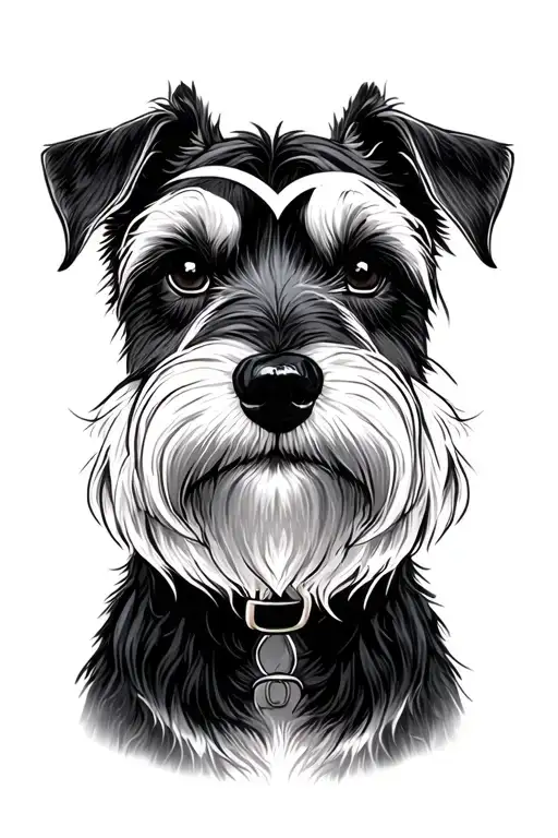 Schnauzer dog dark themed pentagram tattoo design idea