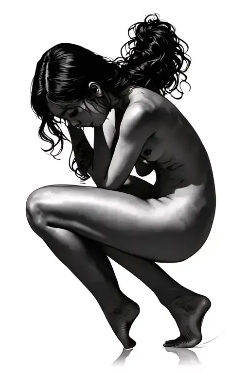 girl nude, bent over tattoo design idea