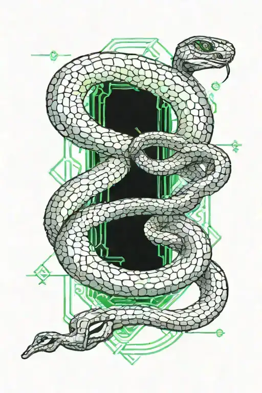 snake wrapping itself on emerald, gemini sign, mountains tattoo design idea