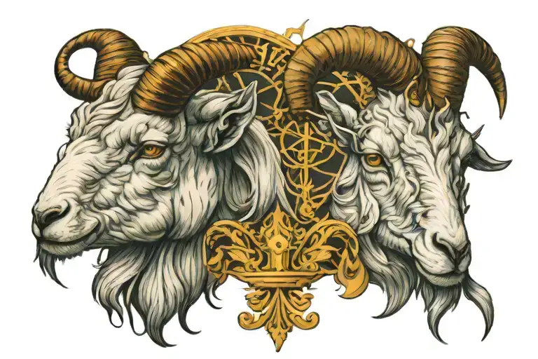gemini and goat tattoo design idea