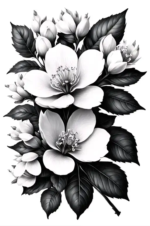 dogwood flower orange blossom flower magnolia flowers intertwined tattoo design idea