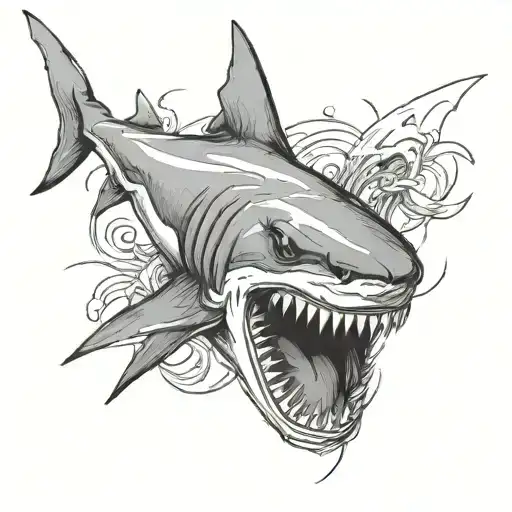 simplistic shark tattoo design idea