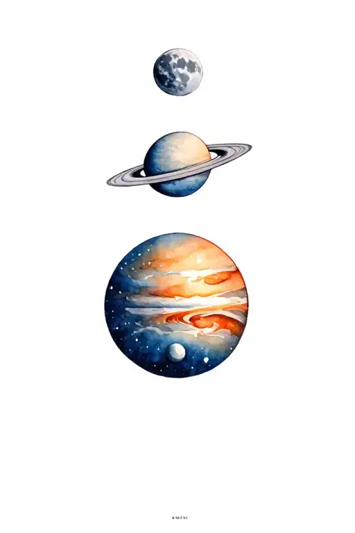 Create a stacked vertical tattoo of the following planet alchemy symbols: moon, Mercury, Venus, Mars, Jupiter, Saturn, N tattoo design idea