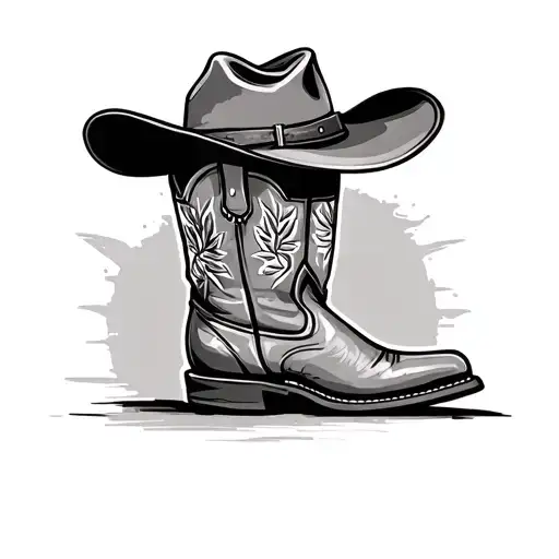 Cowboy hat and boot tattoo design idea