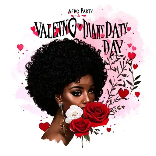 "AFRO PARTY VALENTINES DAY" AFRO PARTY tattoo design idea