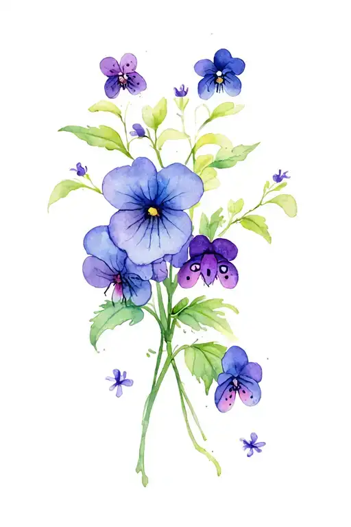 music african violets lady bugs tattoo design idea