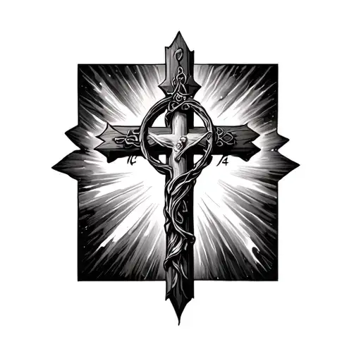 3 Crosses with psalm 23:4 surrounding tattoo design idea