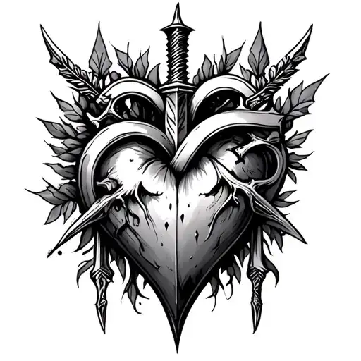 dagger heart tattoo design idea