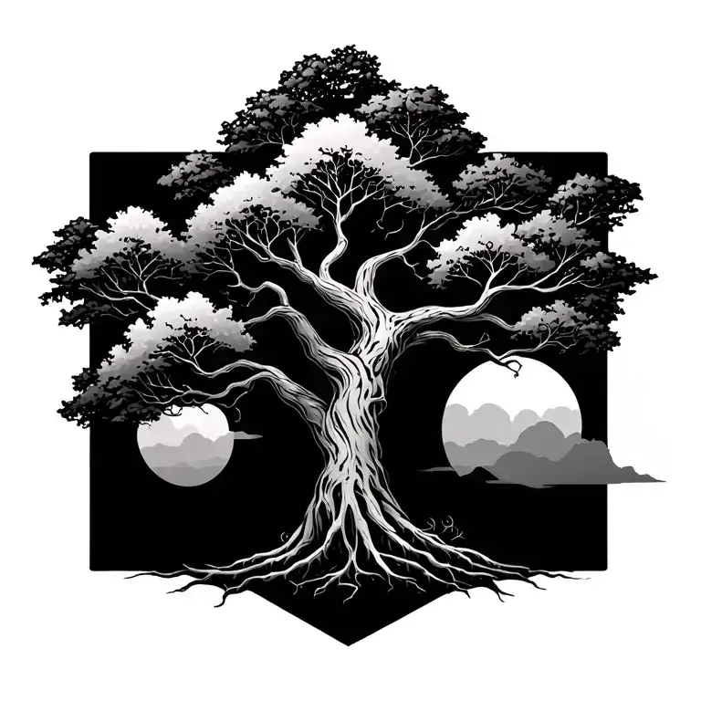 life of tree made tattoo design idea