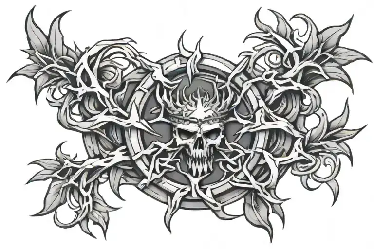 224 with crown of thorns tattoo design idea