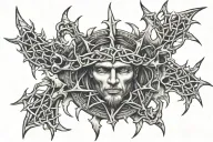 224 with crown of thorns tattoo design idea