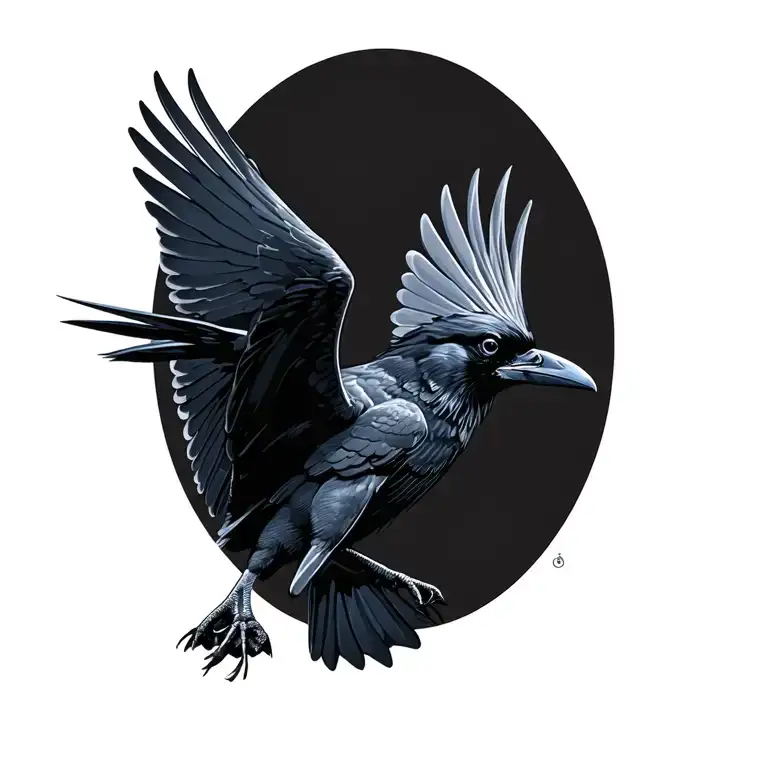 raven flying tattoo design idea