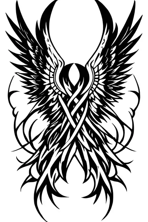 Valkyrie wings intertwined tattoo design idea