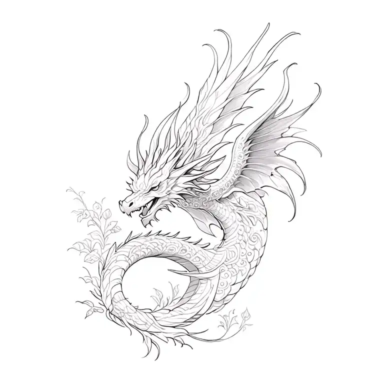 floral, mandala and flying dragon tattoo design tattoo design idea