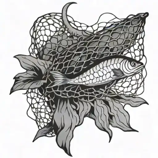 fishing net tattoo design idea