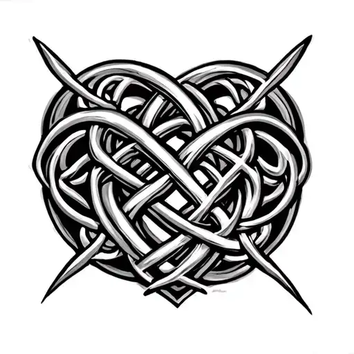 Celtic love knot intertwined tattoo design idea